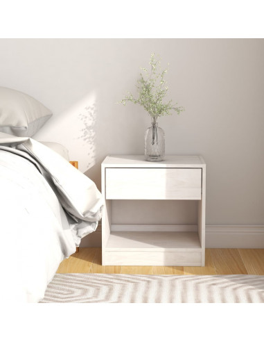 Comodini 2 pz Bianchi 40x31x40 cm in Legno Massello di Pino