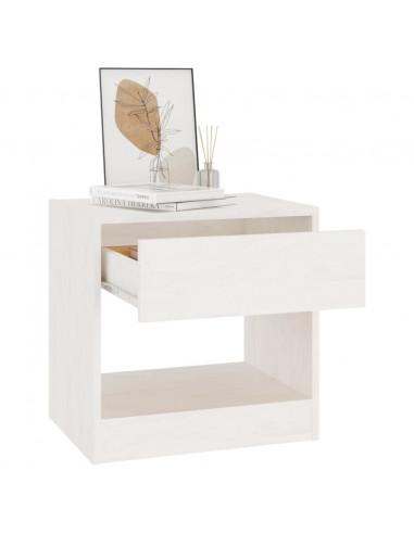 Comodini 2 pz Bianchi 40x31x40 cm in Legno Massello di Pino