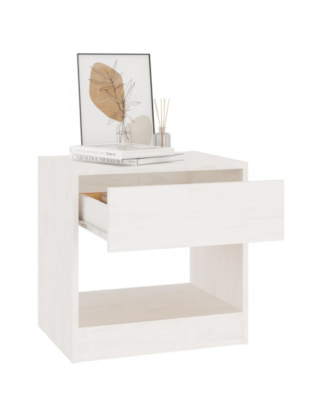 Comodini 2 pz Bianchi 40x31x40 cm in Legno Massello di Pino
