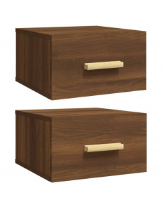 Comodini a Muro 2 pz Rovere Marrone 35x35x20 cm 2