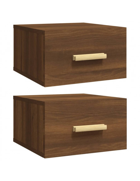 Comodini a Muro 2 pz Rovere Marrone 35x35x20 cm