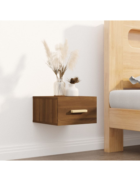 Comodini a Muro 2 pz Rovere Marrone 35x35x20 cm