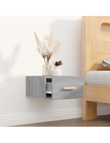 Comodino a Muro Grigio Sonoma 35x35x20 cm