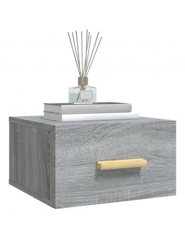 Comodino a Muro Grigio Sonoma 35x35x20 cm