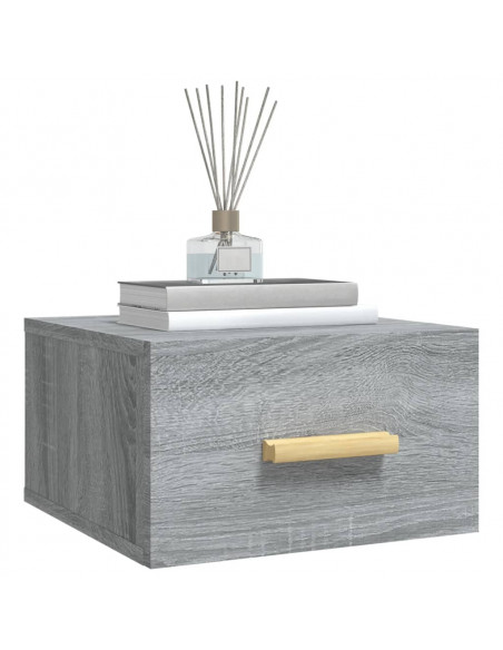 Comodino a Muro Grigio Sonoma 35x35x20 cm