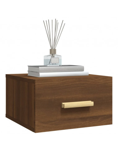 Comodino a Muro Rovere Marrone 35x35x20 cm