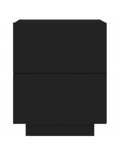 Comodino con Luci LED Nero in Legno Multistrato 2