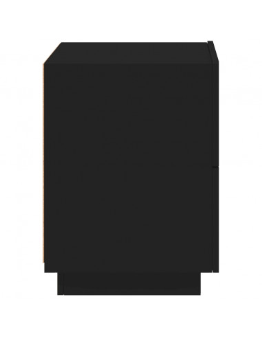 Comodino con Luci LED Nero in Legno Multistrato