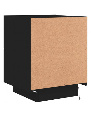 Comodino con Luci LED Nero in Legno Multistrato