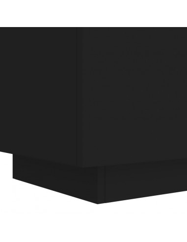 Comodino con Luci LED Nero in Legno Multistrato