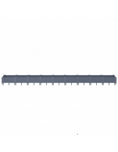 Fioriera da Giardino con Picchetti Grigia 362,5x42,5x28,5 cm PP