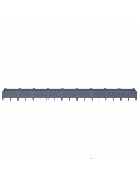 Fioriera da Giardino con Picchetti Grigia 362,5x42,5x28,5 cm PP