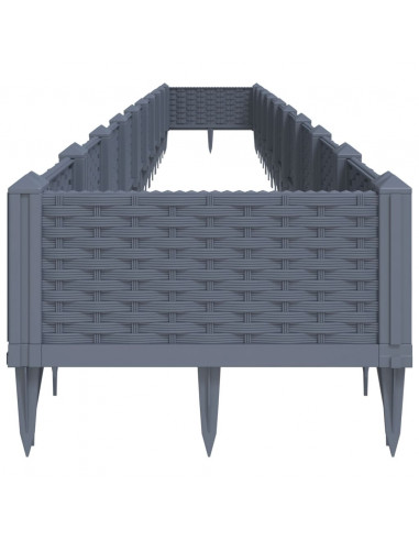 Fioriera da Giardino con Picchetti Grigia 362,5x42,5x28,5 cm PP