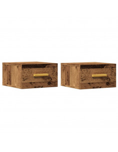 Comodini a Muro 2 pz Legno Antico 35x35x20 cm 2