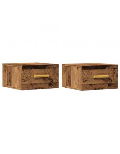 Comodini a Muro 2 pz Legno Antico 35x35x20 cm