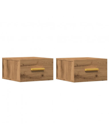 Comodini a Muro 2 pz Rovere Artigianale 35x35x20 cm