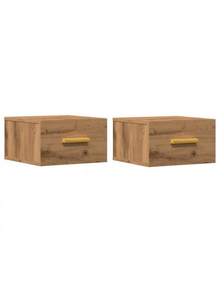 Comodini a Muro 2 pz Rovere Artigianale 35x35x20 cm
