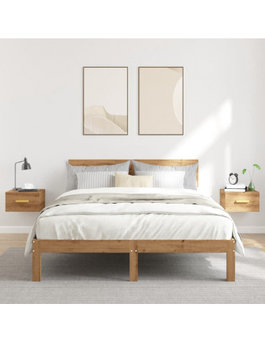 Comodini a Muro 2 pz Rovere Artigianale 35x35x20 cm