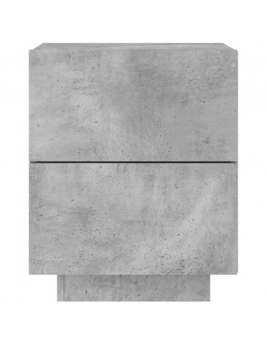 Comodino con Luci LED Grigio Cemento in Legno Multistrato