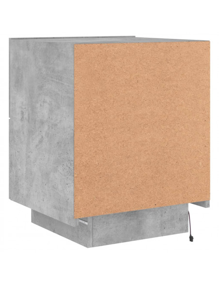 Comodino con Luci LED Grigio Cemento in Legno Multistrato
