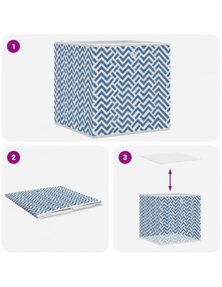 Scatole Portaoggetti 10 pz Blu 32x32x32 cm Tessuto non Tessuto