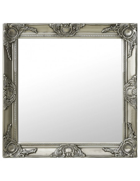 Specchio da Parete Stile Barocco 60x60 cm Argento