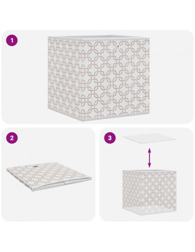 Scatole Portaoggetti 10 pz Crema 32x32x32cm Tessuto non Tessuto