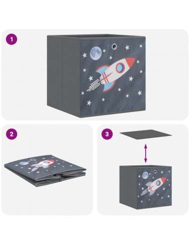 Scatole Portaoggetti 10pz Grigio 32x32x32cm Tessuto non Tessuto