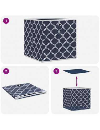 Scatole Portaoggetti 4 pz Blu 32x32x32 cm Tessuto non Tessuto