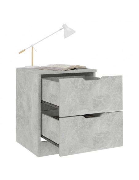Comodino Grigio Cemento 40x40x50 cm in Legno Multistrato