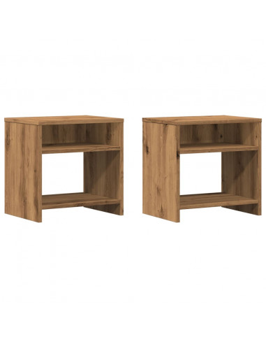 Comodini 2pz Rovere Artigianale 40x30x40 cm in Truciolato