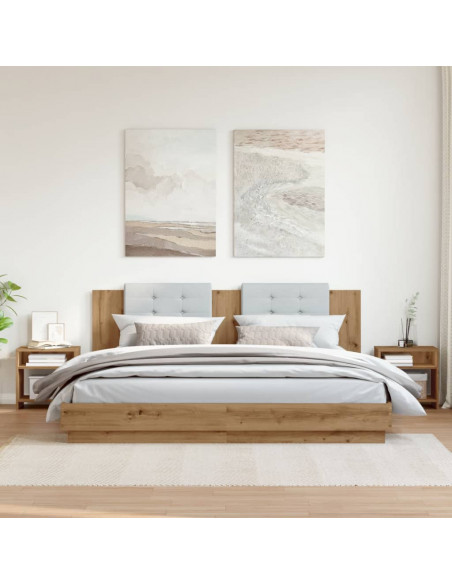 Comodini 2pz Rovere Artigianale 40x30x40 cm in Truciolato