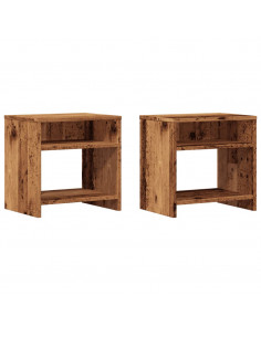 Comodini Legno Antico 2 pz 40x30x40 cm in Legno Multistrato 2