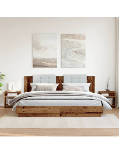 Comodini Legno Antico 2 pz 40x30x40 cm in Legno Multistrato