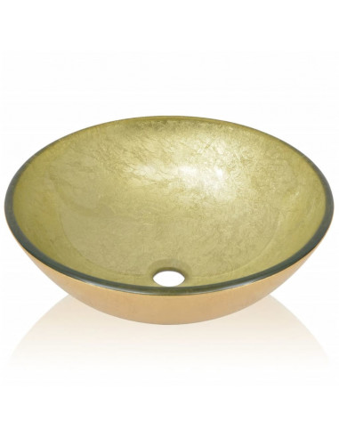 Lavandino in Vetro Temperato 42 cm Dorato