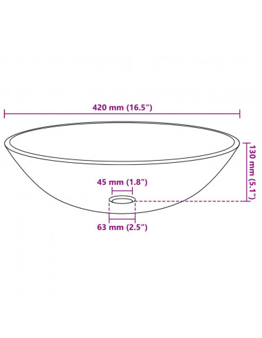 Lavandino in Vetro Temperato 42 cm Dorato