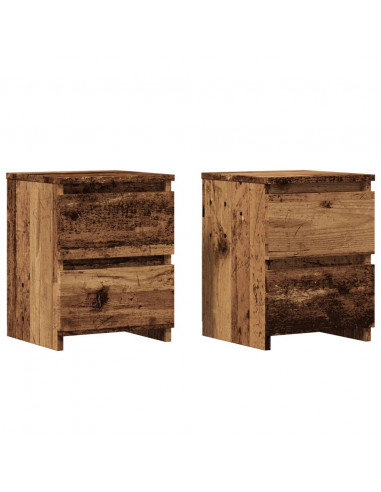 Comodini 2 pz Legno Antico 30x30x40 cm in Legno Multistrato