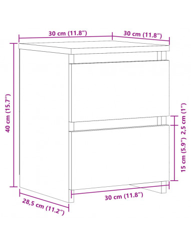 Comodini 2 pz Legno Antico 30x30x40 cm in Legno Multistrato