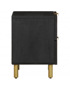 Comodini 2 pz Neri 40x33x46 cm in Legno Massello di Mango 2