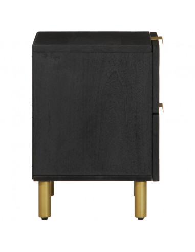 Comodini 2 pz Neri 40x33x46 cm in Legno Massello di Mango