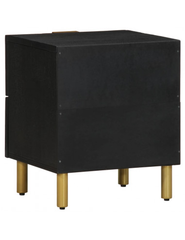 Comodini 2 pz Neri 40x33x46 cm in Legno Massello di Mango