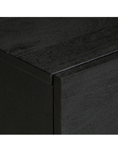 Comodini 2 pz Neri 40x33x46 cm in Legno Massello di Mango