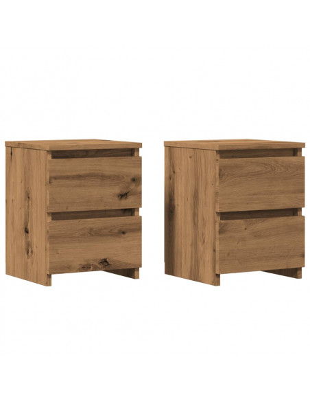 Comodini 2pz Rovere Artigianale 30x30x40cm in Legno Multistrato