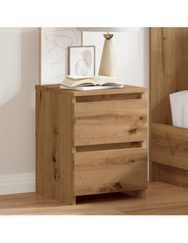 Comodini 2pz Rovere Artigianale 30x30x40cm in Legno Multistrato