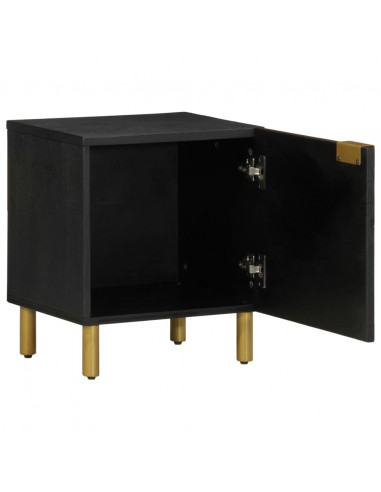 Comodino Nero 40x33x46 cm in Legno Massello di Mango