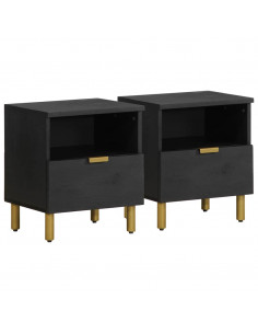 Comodino Nero 40x33x46 cm in Legno Multistrato 2