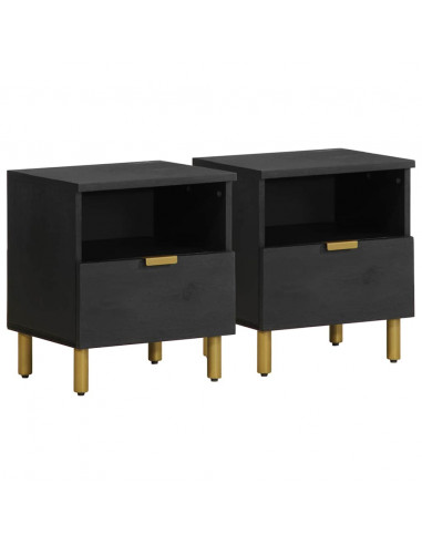 Comodino Nero 40x33x46 cm in Legno Multistrato