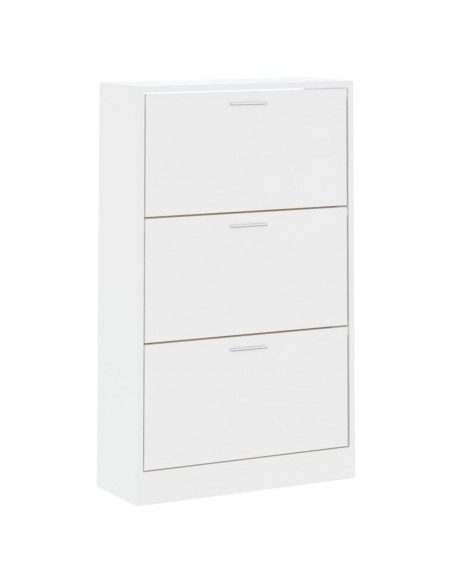 Scarpiera Bianco Lucido 63x24x103 cm in Legno Multistrato