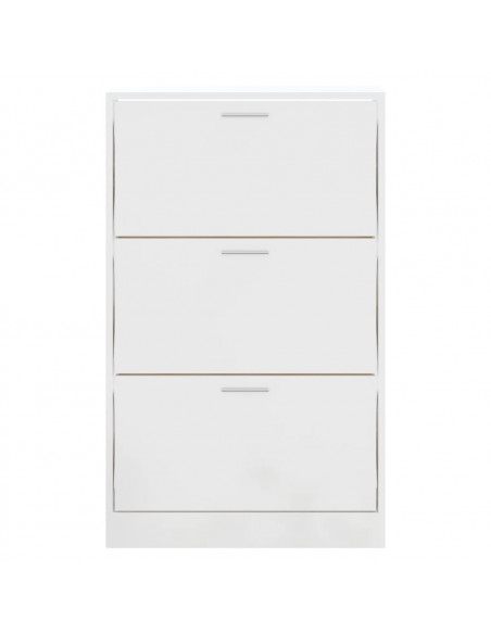 Scarpiera Bianco Lucido 63x24x103 cm in Legno Multistrato