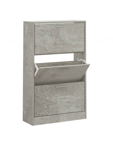 Scarpiera Grigio Cemento 63x24x103 cm in Legno Multistrato